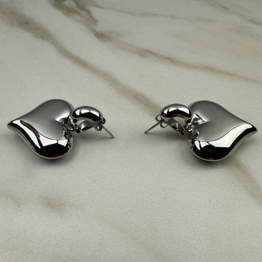 Ασημένια σκουλαρίκια Big Heart (2)