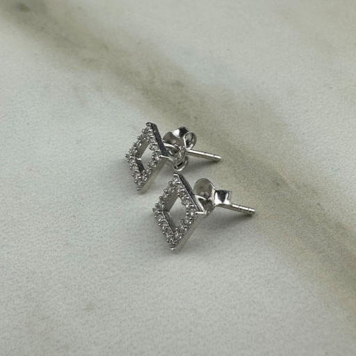 Ασημένια σκουλαρίκια Rectangle (2)