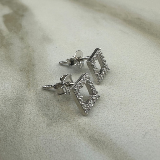 Ασημένια σκουλαρίκια Rectangle (3)