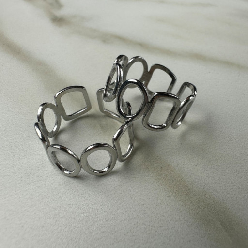 Ασημένιο Δαχτυλίδι Circles and Squares (2)
