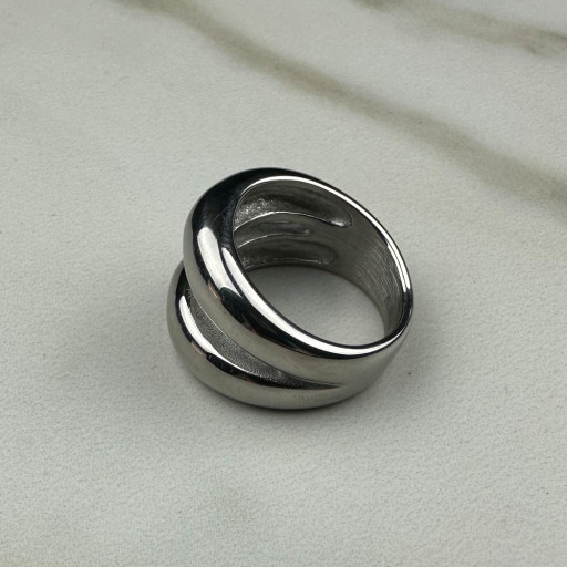 Ασημένιο δαχτυλίδι Double Circle (2)