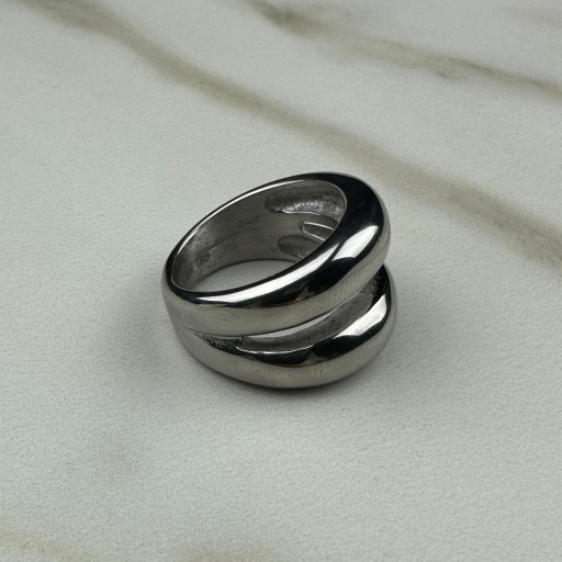 Ασημένιο δαχτυλίδι Double Circle (3)