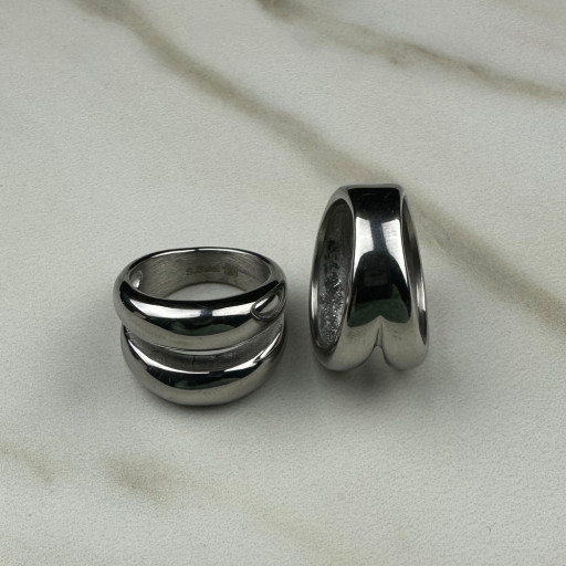 Ασημένιο δαχτυλίδι Double Circle (4)