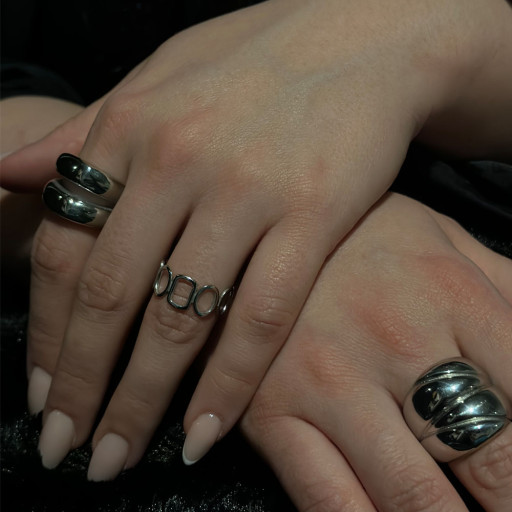 Ασημένιο δαχτυλίδι Double Circle (6)