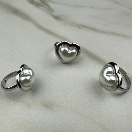 Ασημένιο δαχτυλίδι Καρδιά Πέρλας (4)