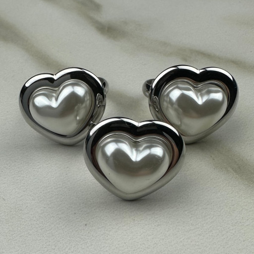 Ασημένιο δαχτυλίδι Καρδιά Πέρλας (5)