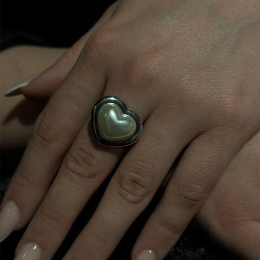 Ασημένιο δαχτυλίδι Καρδιά Πέρλας (6)