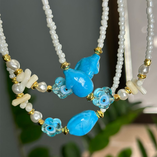 Χειροποίητο Κολιέ Blue Stone (3)