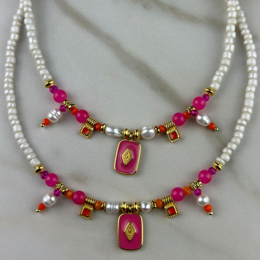 Χειροποίητο Κολιέ Φούξια Summer Dream (2)