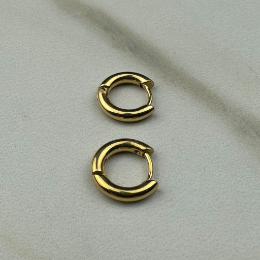 Χρυσά Ανδρικά Σκουλαρίκια Κρίκοι Κρόνος (2)