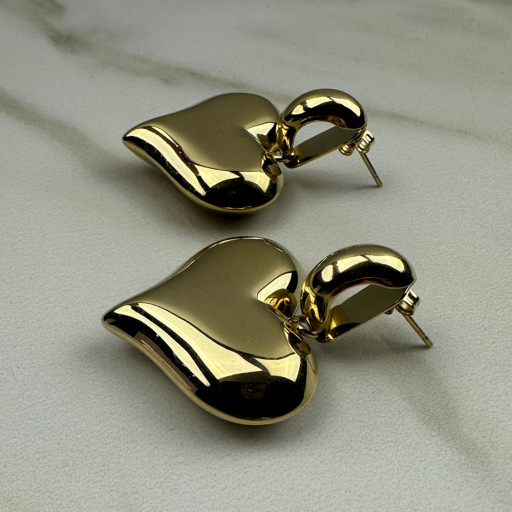 Χρυσά σκουλαρίκια Big Heart (2)