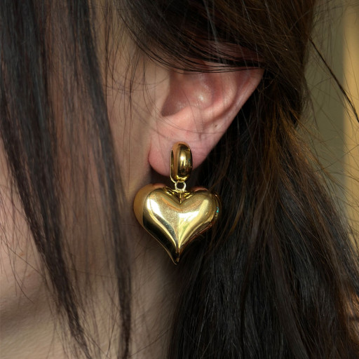 Χρυσά σκουλαρίκια Big Heart (4)