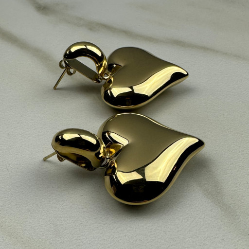 Χρυσά σκουλαρίκια Big Heart (5)