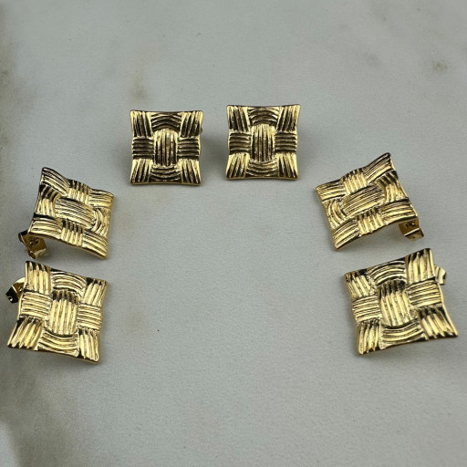 Χρυσά σκουλαρίκια Geometry (6)