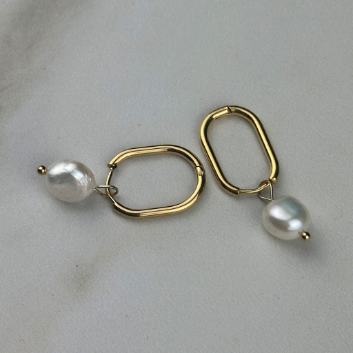 Χρυσά σκουλαρίκια Golden Pearl (2)