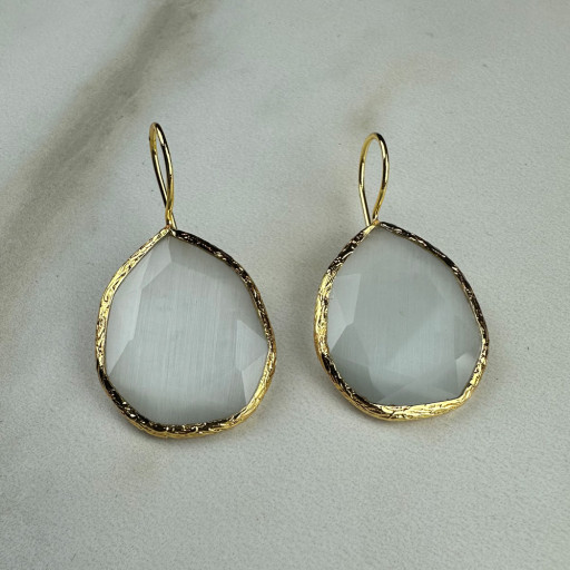 Χρυσά σκουλαρίκια με λίθο Ice Angel (2)