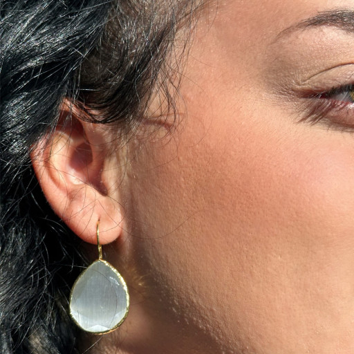 Χρυσά σκουλαρίκια με λίθο Ice Angel (6)