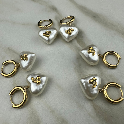 Χρυσά σκουλαρίκια με πέρλα Golden Cherry (3)