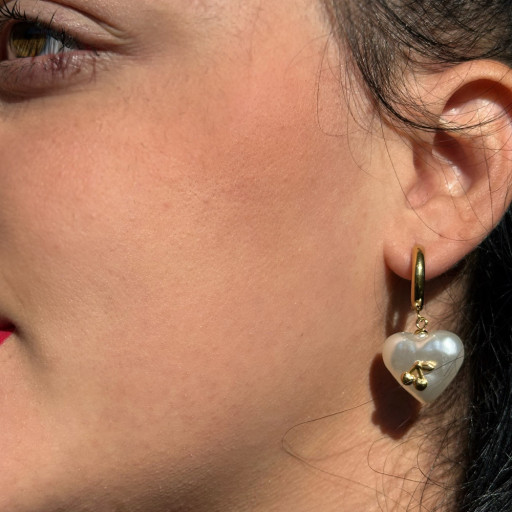 Χρυσά σκουλαρίκια με πέρλα Golden Cherry (4)