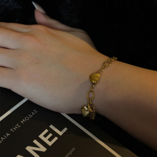 Χρυσό βραχιόλι Double Love (4)