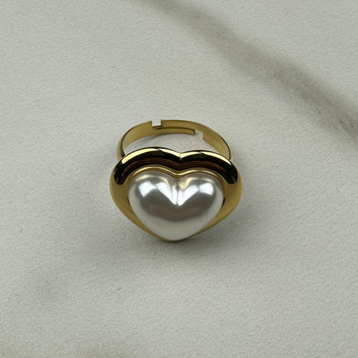 Χρυσό δαχτυλίδι Καρδιά Πέρλας (2)