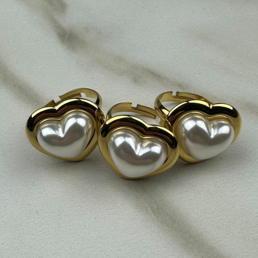 Χρυσό δαχτυλίδι Καρδιά Πέρλας (4)