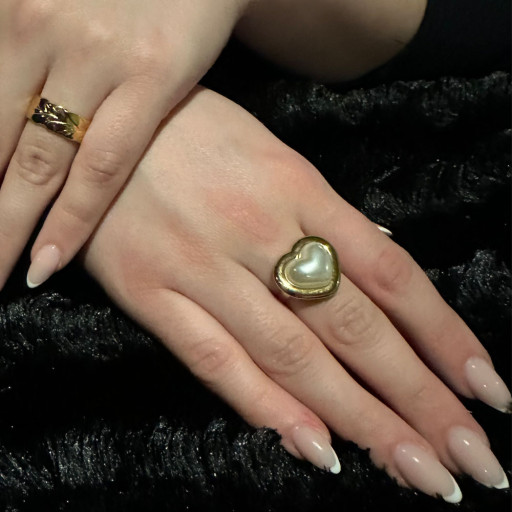 Χρυσό δαχτυλίδι Καρδιά Πέρλας (5)