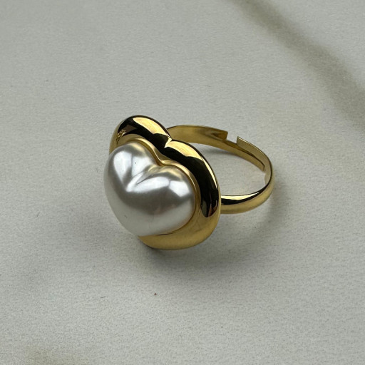 Χρυσό δαχτυλίδι Καρδιά Πέρλας (6)