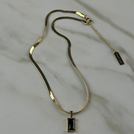 Χρυσό Κολιέ Black Rectangle (3)