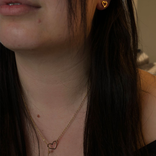 Σετ Χρυσό Κολιέ και Σκουλαρίκια Καρδιές (6)